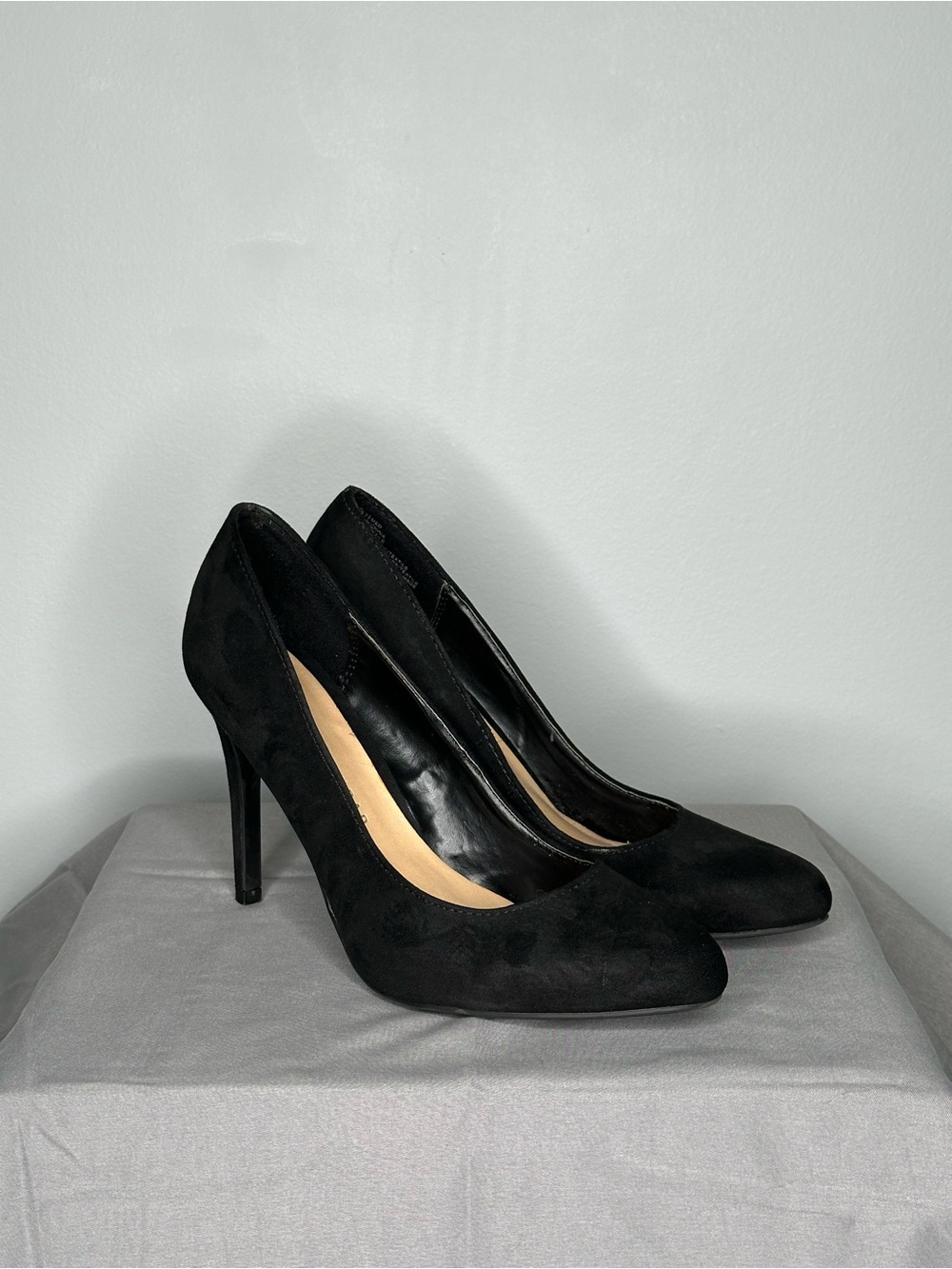 Classic Black Suede Pointed-Toe High Heels